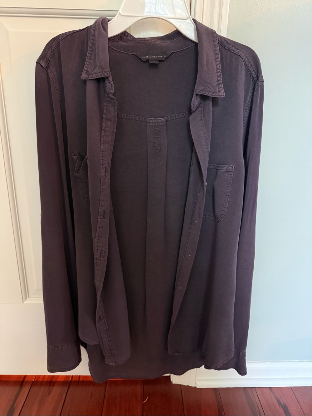 Rock & Republic Women’s Button-Down Shirt Jacket in Plum